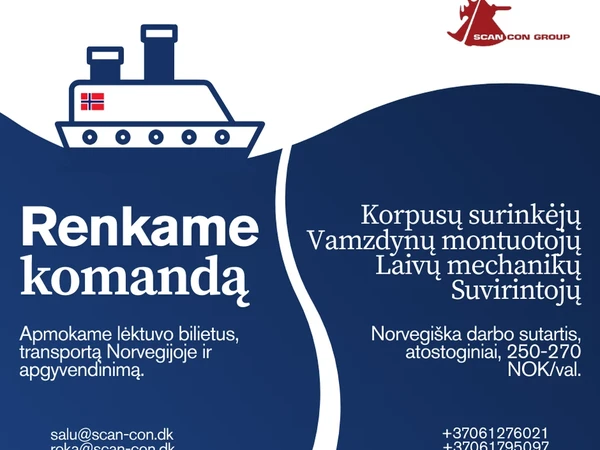 Norvegijoje laukia patrauklus darbas su aukšta alga