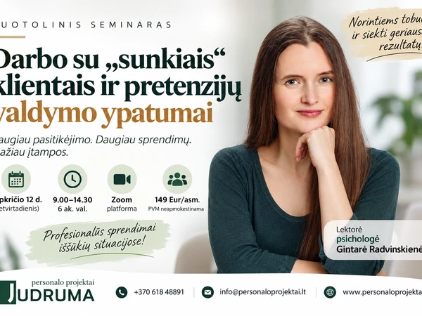 Profesionalus pretenzij? valdymas: mokymai lapkri?io 12 d.||Išmokite valdyti konfliktus su sunkiais klientais Zoom'e||Seminaras: kaip profesionaliai reaguoti ? pretenzijas||Valdykite sunkius klientus ir konfliktus profesionaliai