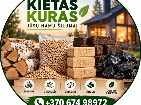 Granulės Briketai Anglis Malkos