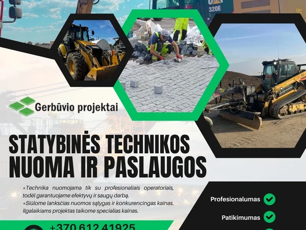 Mini krautuvai ir ekskavatoriai: CAT, Hyundai, Wacker Neuson