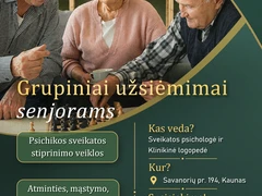 Grupiniai užsi?mimai senjorams Kaune: stiprinkite atmint?||Reabilitacija po insulto: lavinkite kalb? ir m?stym?