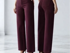 Moon Girl burgundiško vyno spalvos Wide LEG džinsai apkūnioms